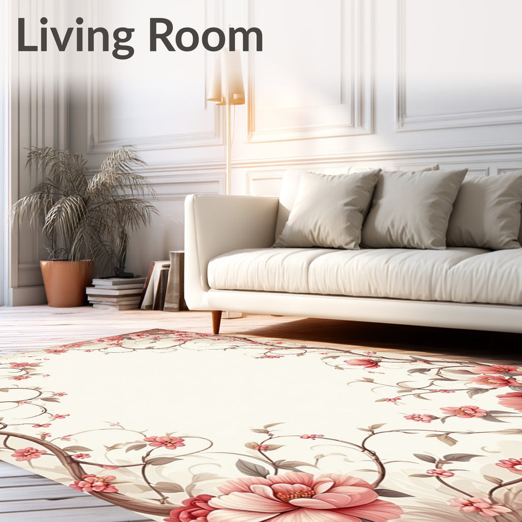 Pink Blossom Vines Pattern Rug