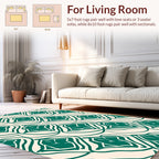 Abstract Green Leaf Patterned Rug