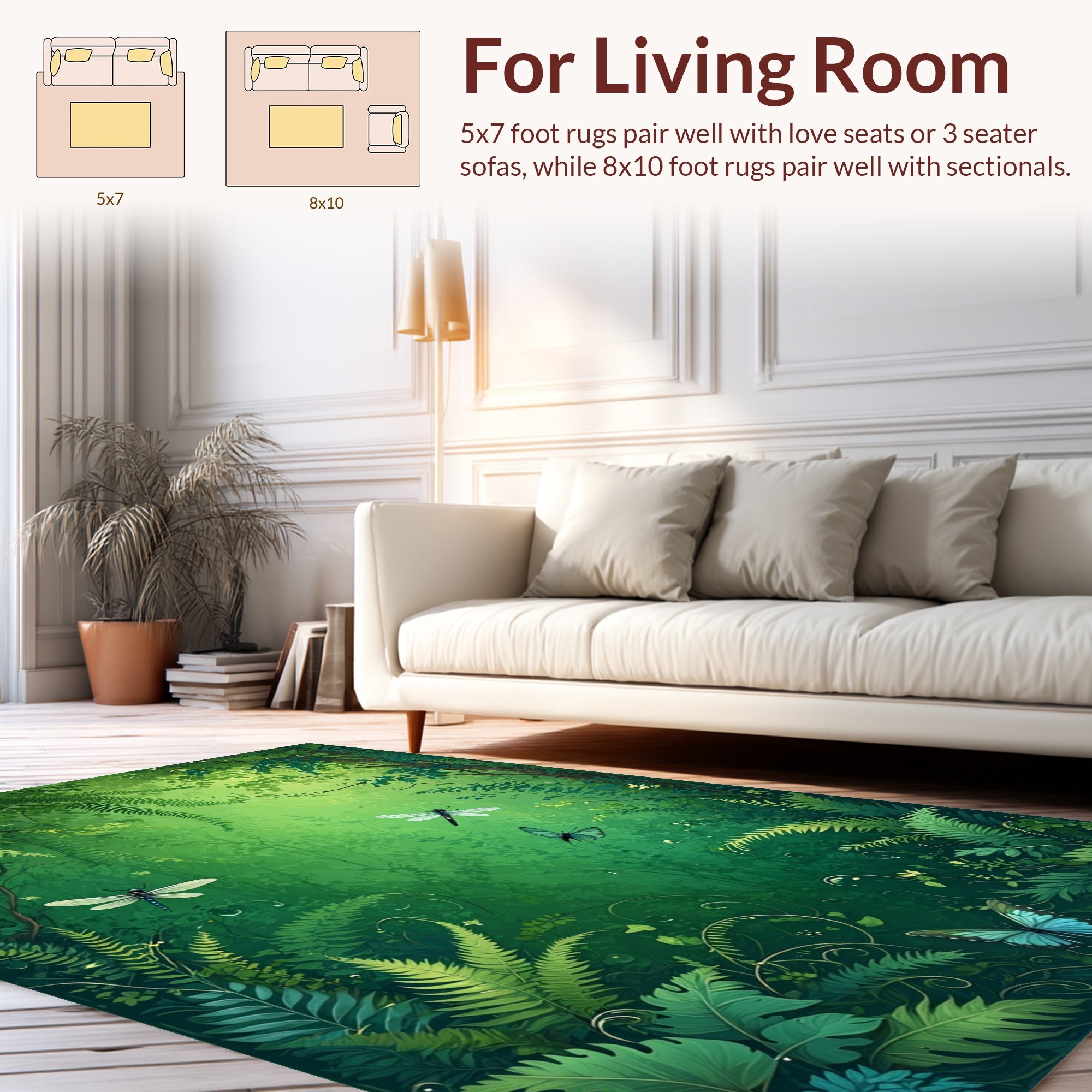 Enchanted Forest Dragonfly Butterfly Rug
