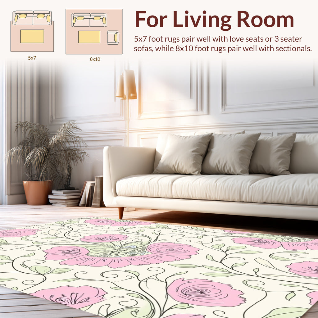 Pink Floral Swirls Pattern Rug
