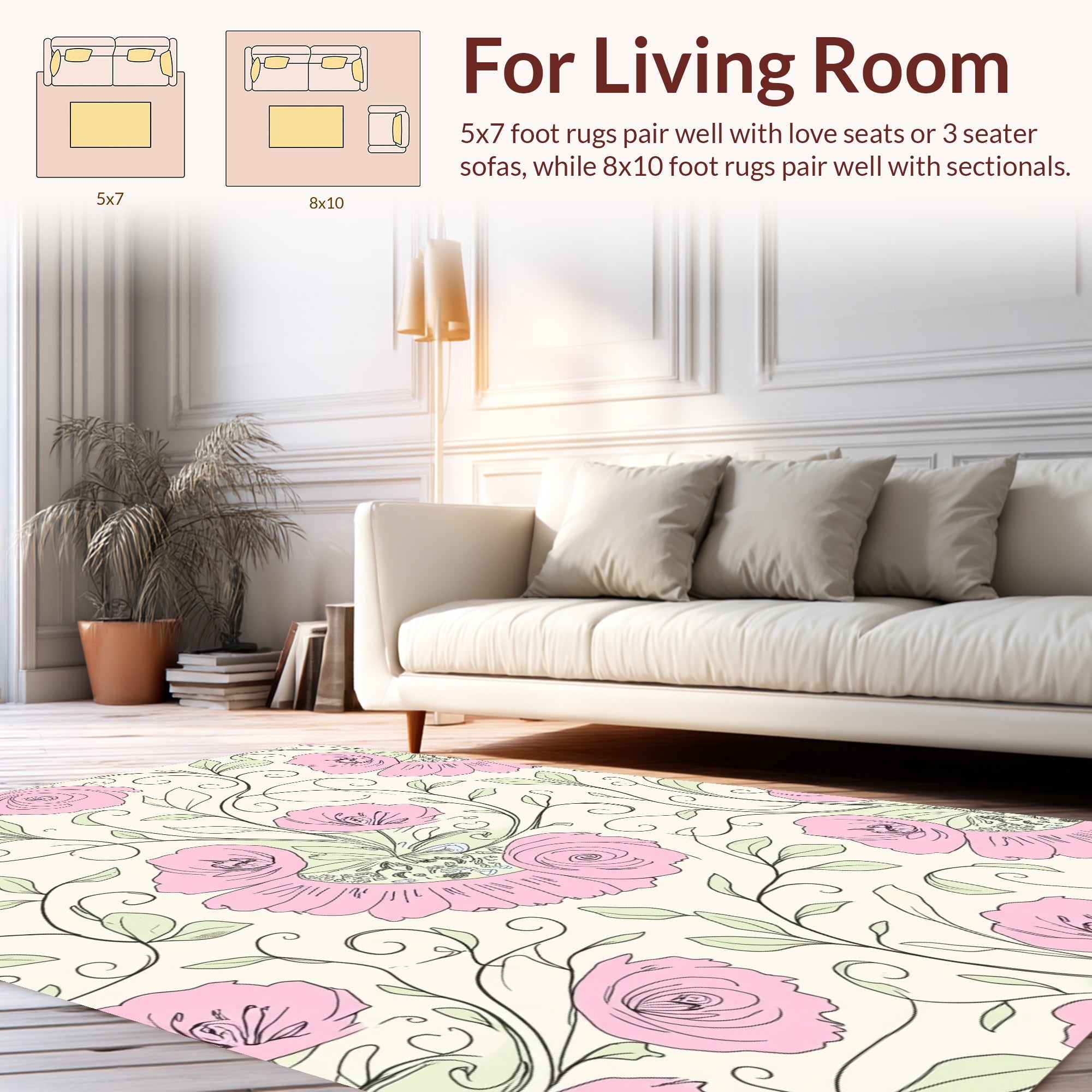 Pink Floral Swirls Pattern Rug