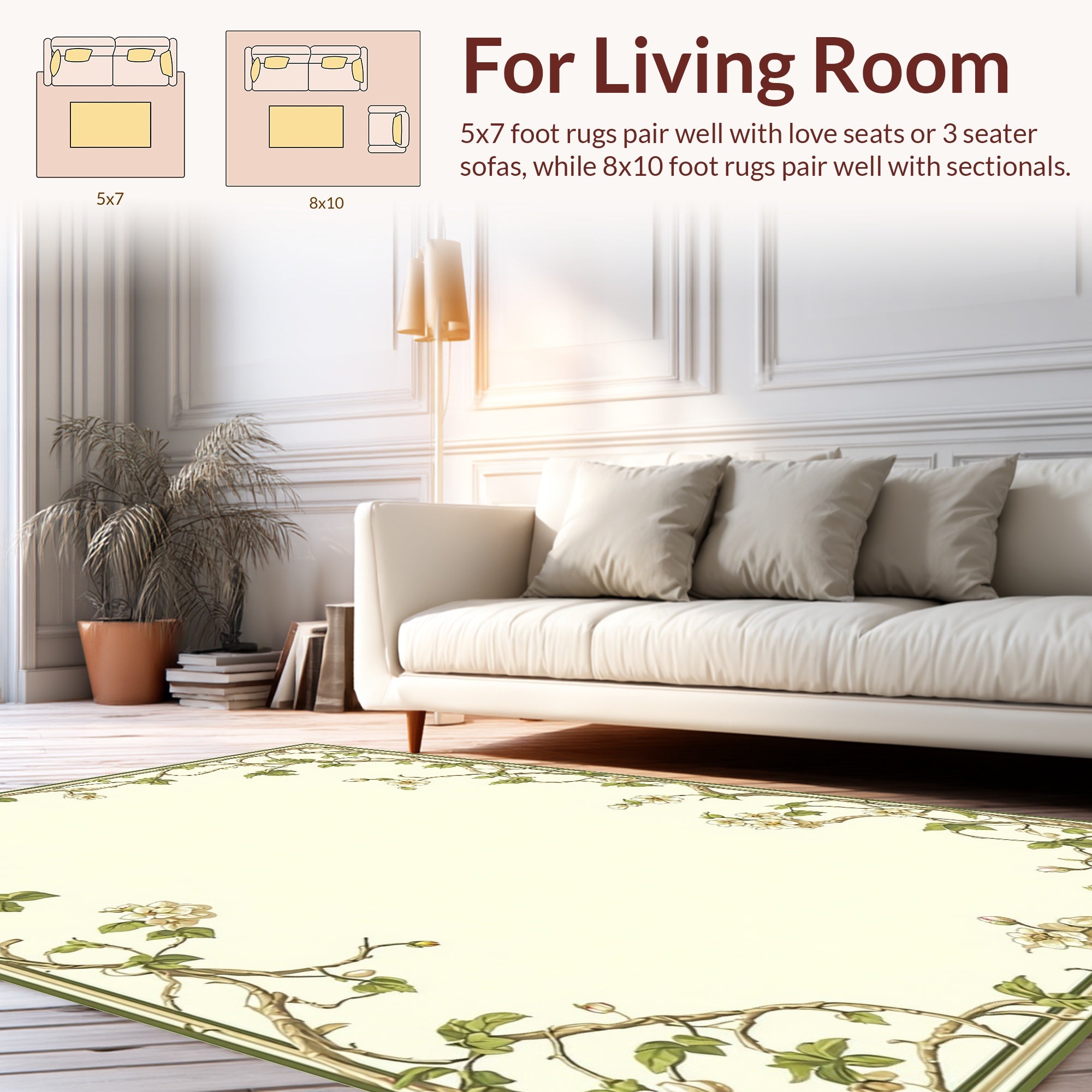 Ornate Floral Vine Design Rug
