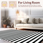 Bold Black White Horizontal Stripes Rug