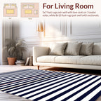 Minimalist Horizontal Navy Stripe Design Rug