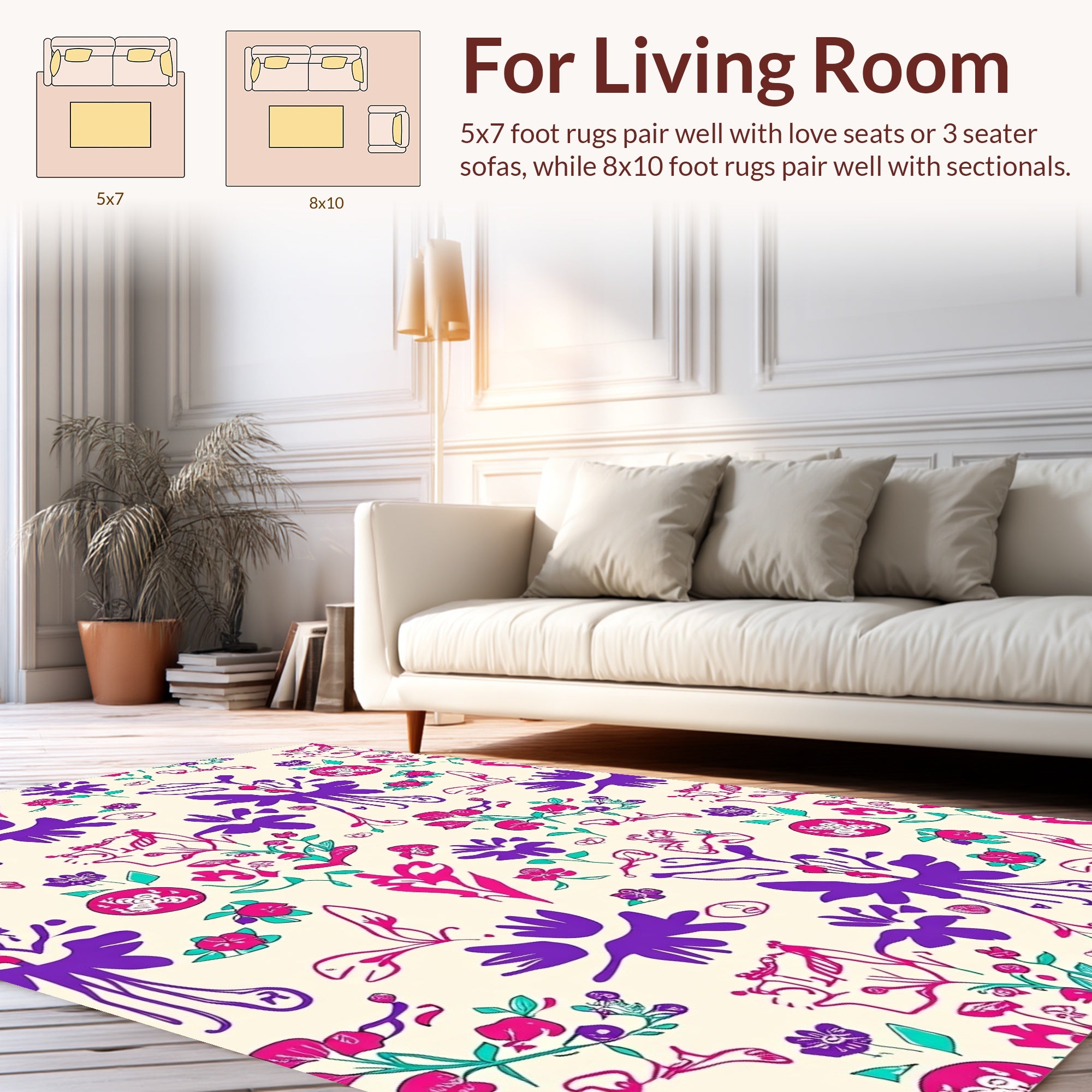 Vibrant Floral Silhouette Pattern Rug