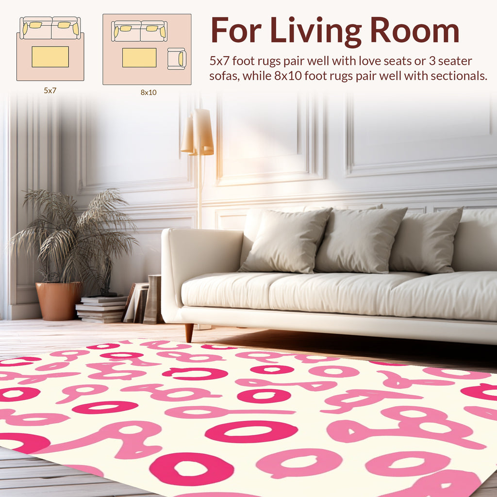 Playful Pink Abstract Shapes Rug
