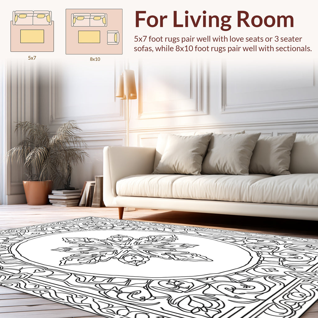 Ornate Starburst Mandala Pattern Rug
