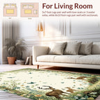 Whimsical Woodland Scene With Deer And Birds Rug