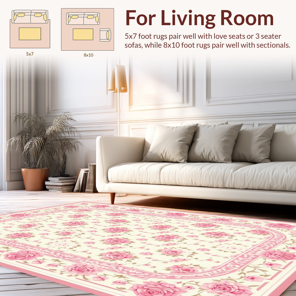Pink Rose Floral Vintage Pattern Rug