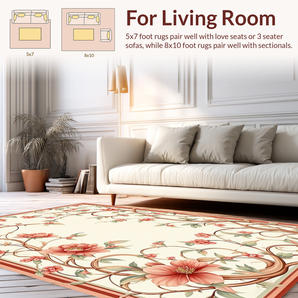 Elegant Floral Vine Pattern Rug