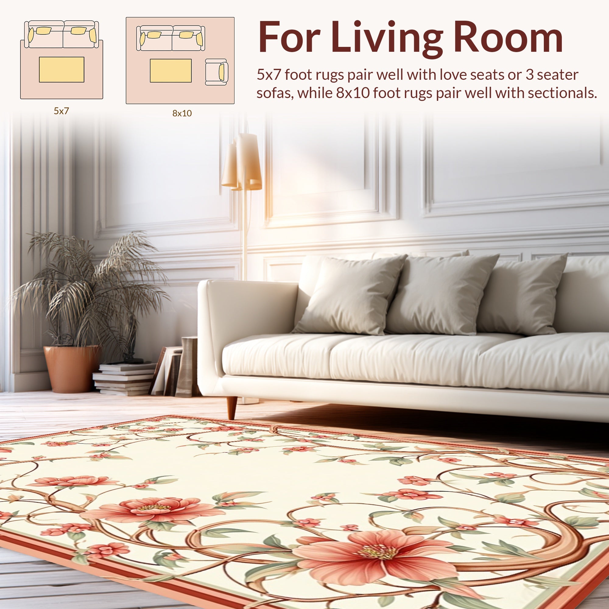 Elegant Floral Vine Pattern Rug