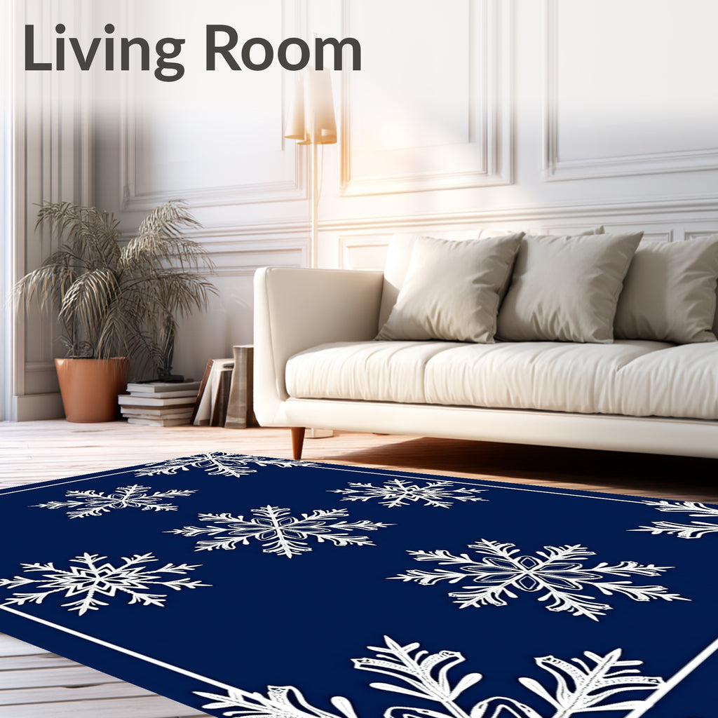 Deep Blue Snowflake Collection Rug