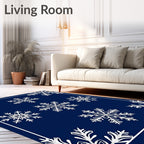 Deep Blue Snowflake Collection Rug