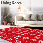 Red White Snowflake Winter Holiday Rug