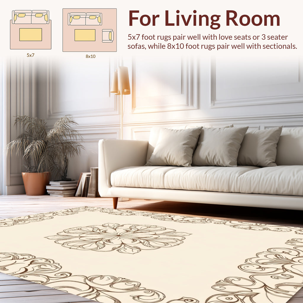 Classic Floral Medallion Border Design Rug