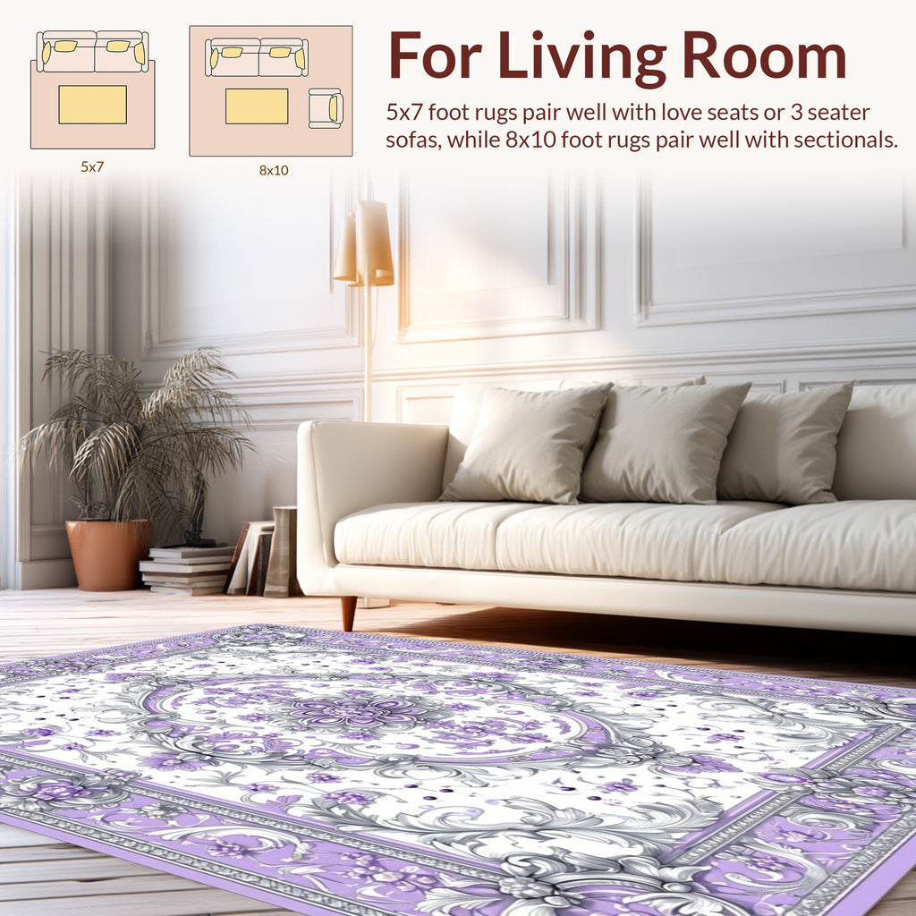 Lavish Floral Scrollwork Pattern Rug