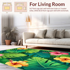 Tropical Hibiscus Leaf Pattern Design Rug