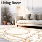 Cream and Coral Oval Frame Art Nouveau Rug