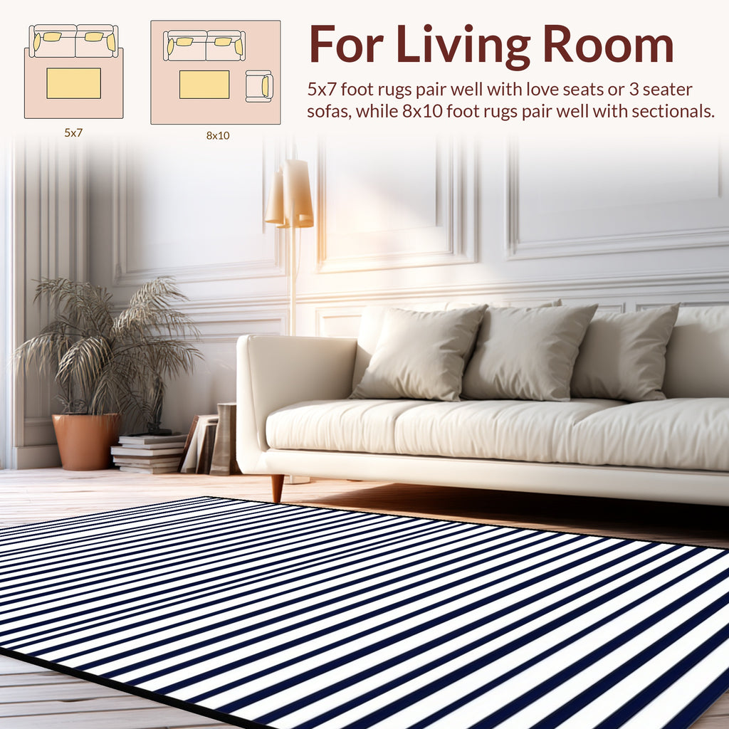 Classic Navy Stripe Pattern Rug