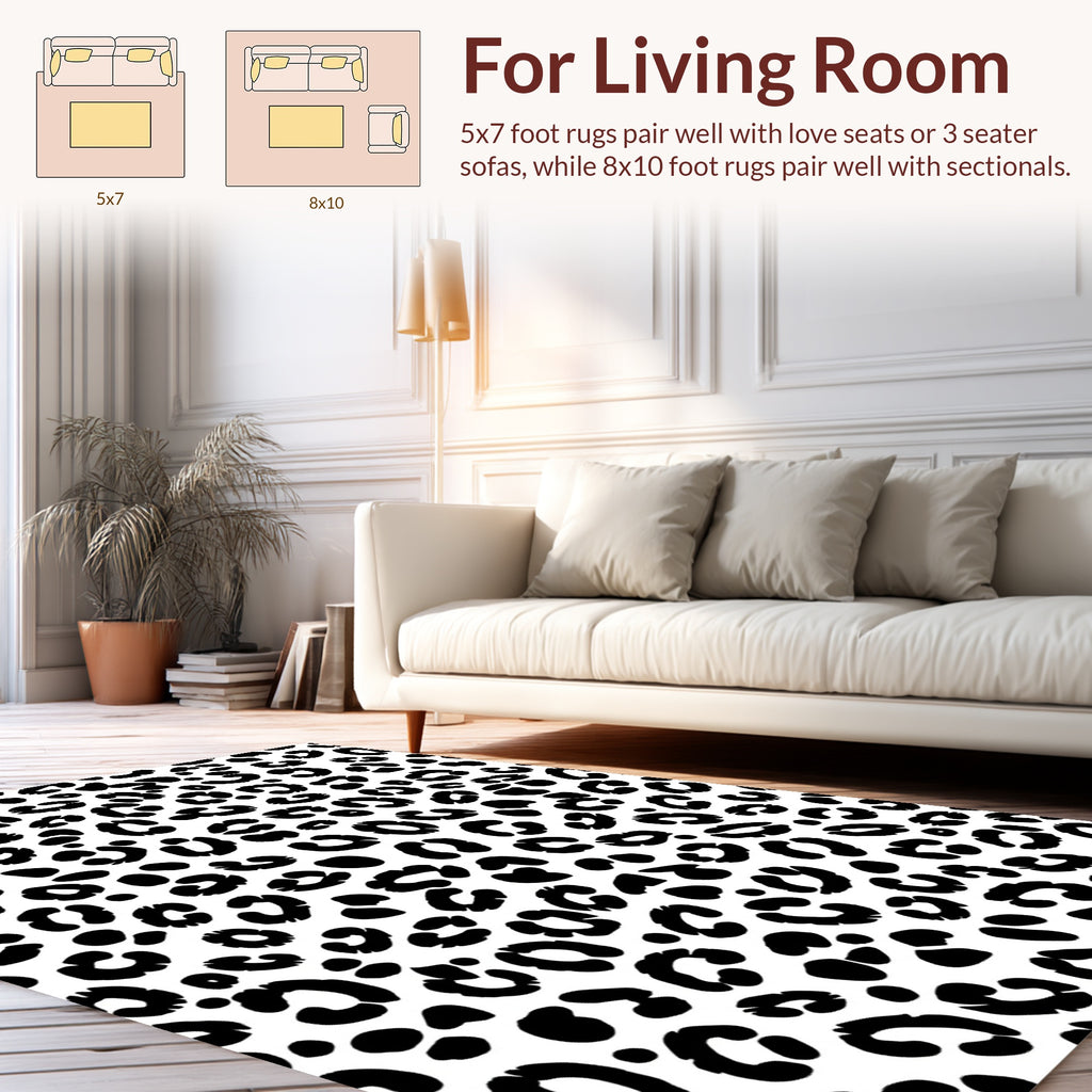 Bold Black White Animal Print Rug