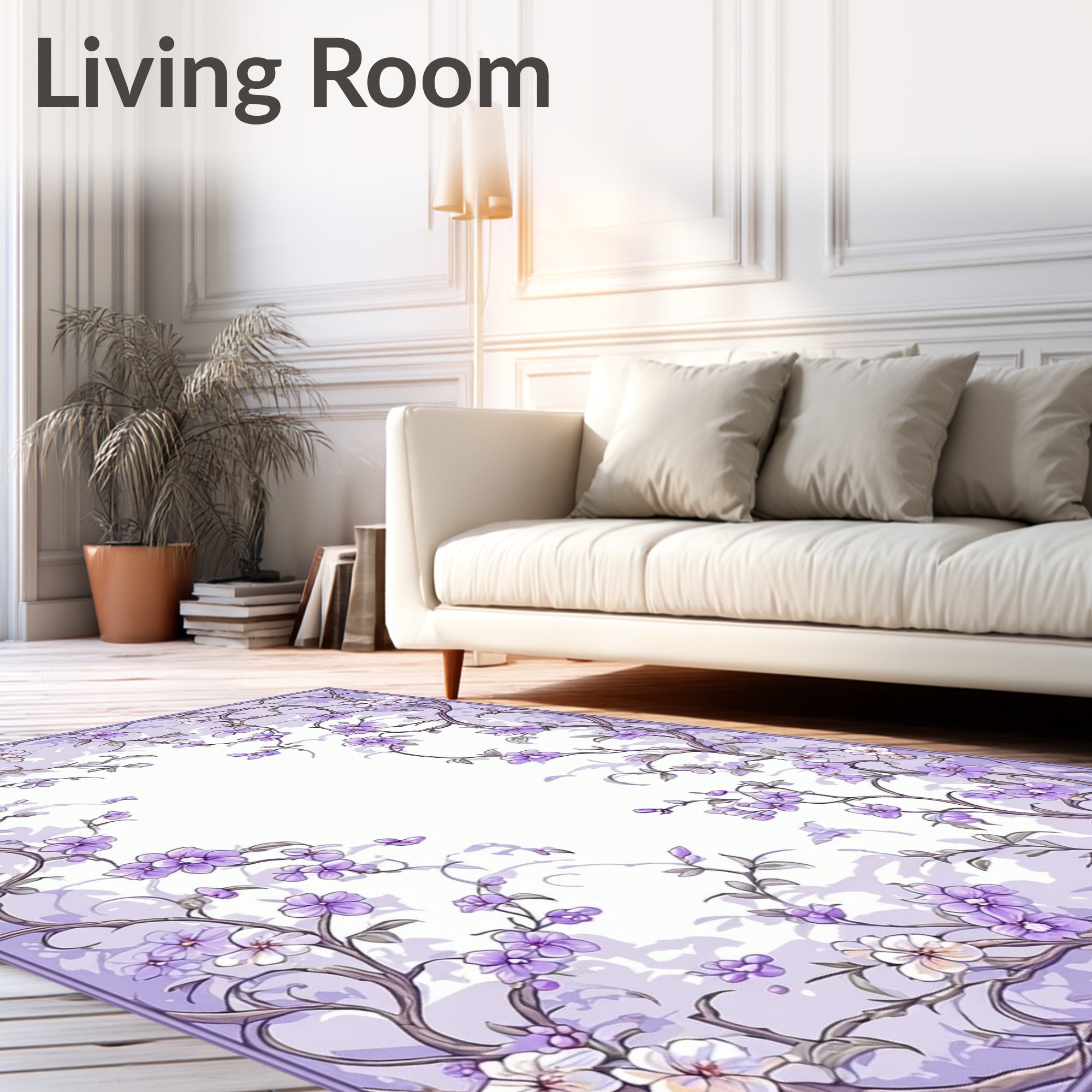 Whimsical Floral Vines Spring Pattern Rug