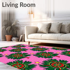 Pink Green Red Star Medallion Rug