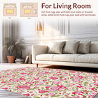 Whimsical Floral Pattern with Pink Roses Rug