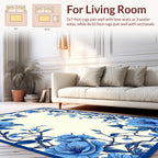 Charming Blue Floral Vines Design Rug