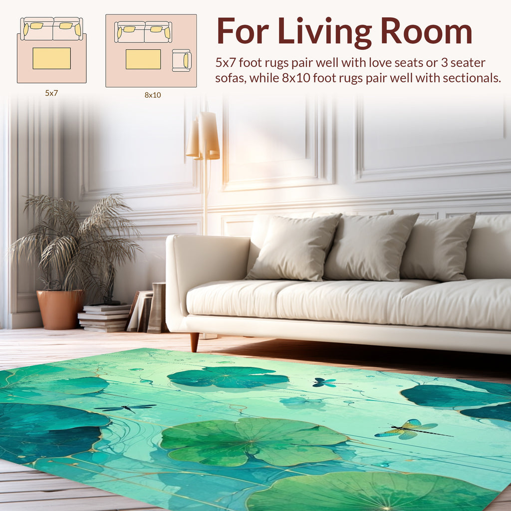 Emerald Dragonfly Aquatic Nature Rug