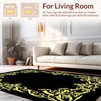 Elegant Golden Floral Scroll Border Design Rug