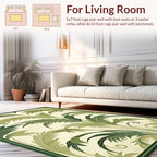 Lush Green Palm Frond Pattern Rug