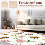 Cute Bumblebee And Flower Honeycomb Rug