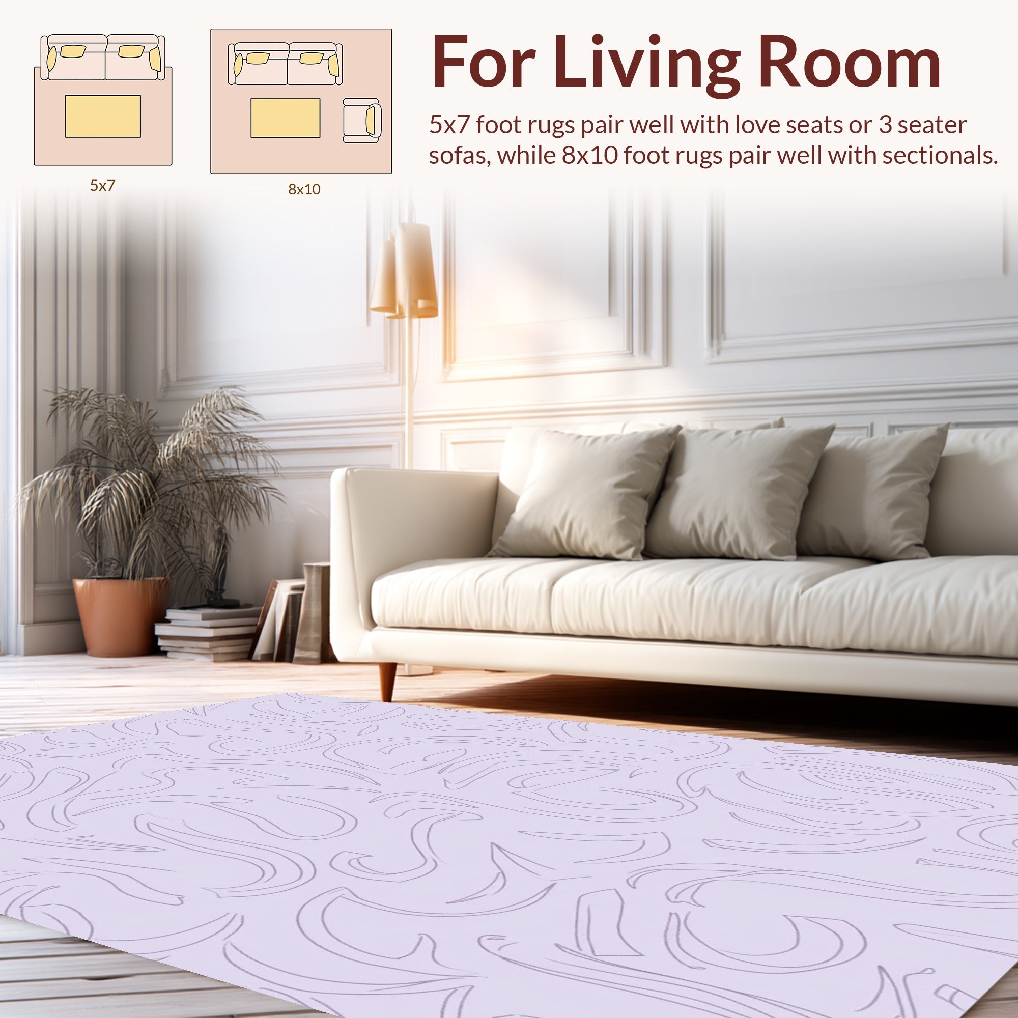 Flowing Lilac Abstract Organic Design Rug
