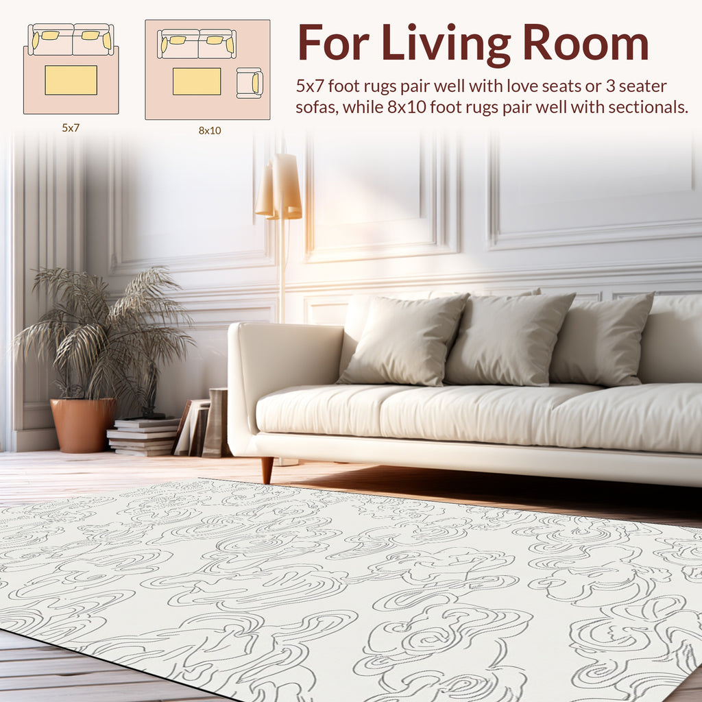 Abstract Outline Cloud Pattern Rug