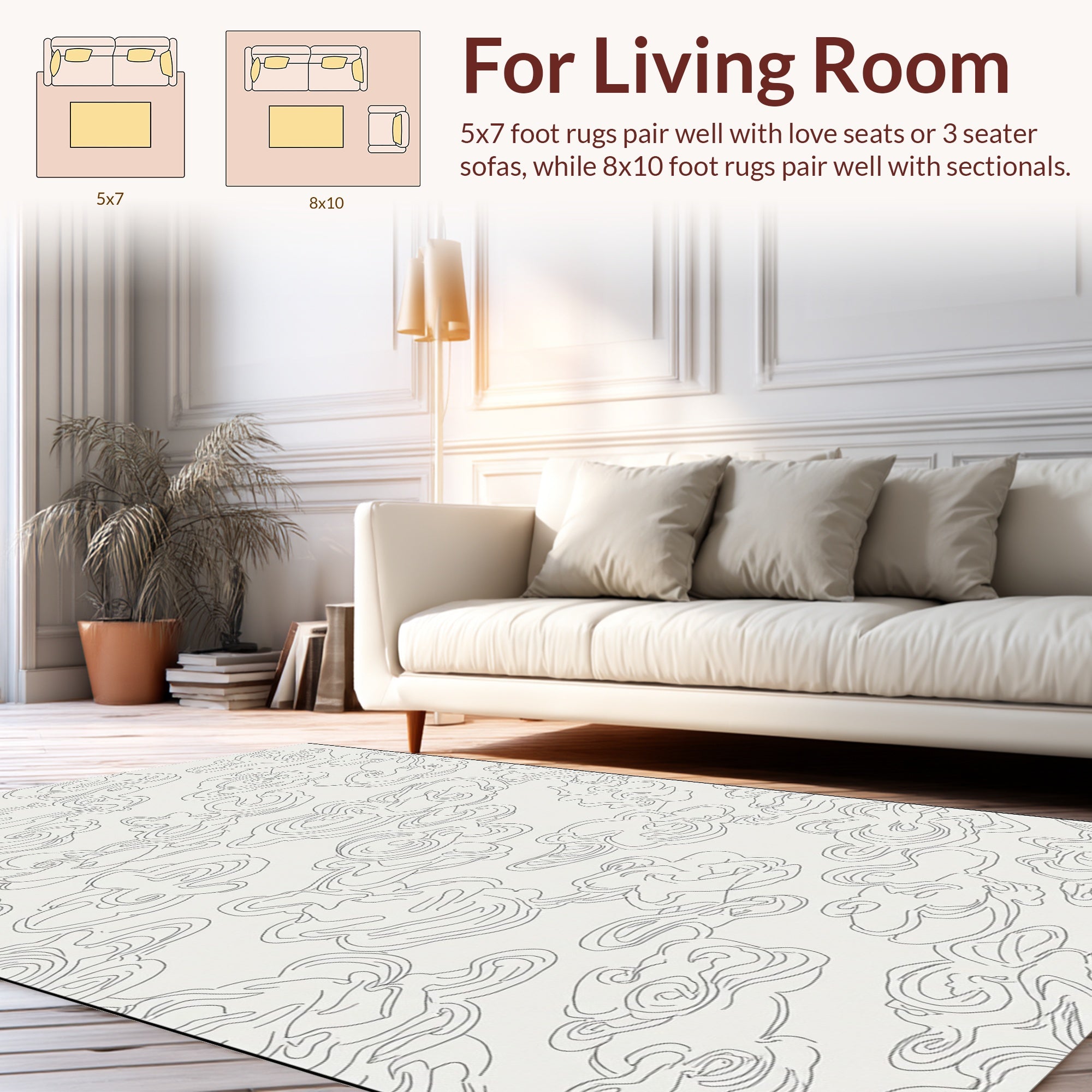 Abstract Outline Cloud Pattern Rug