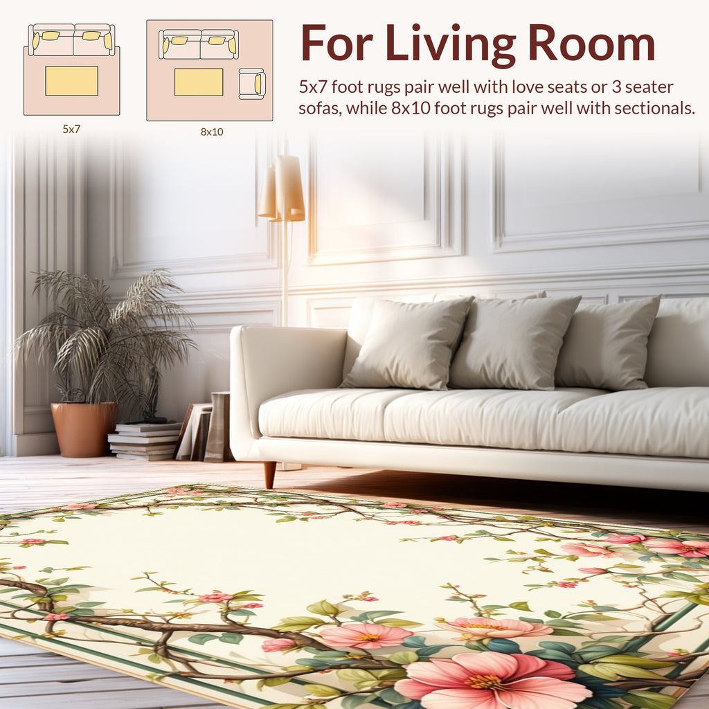 Floral Branch Botanical Garden Print Rug