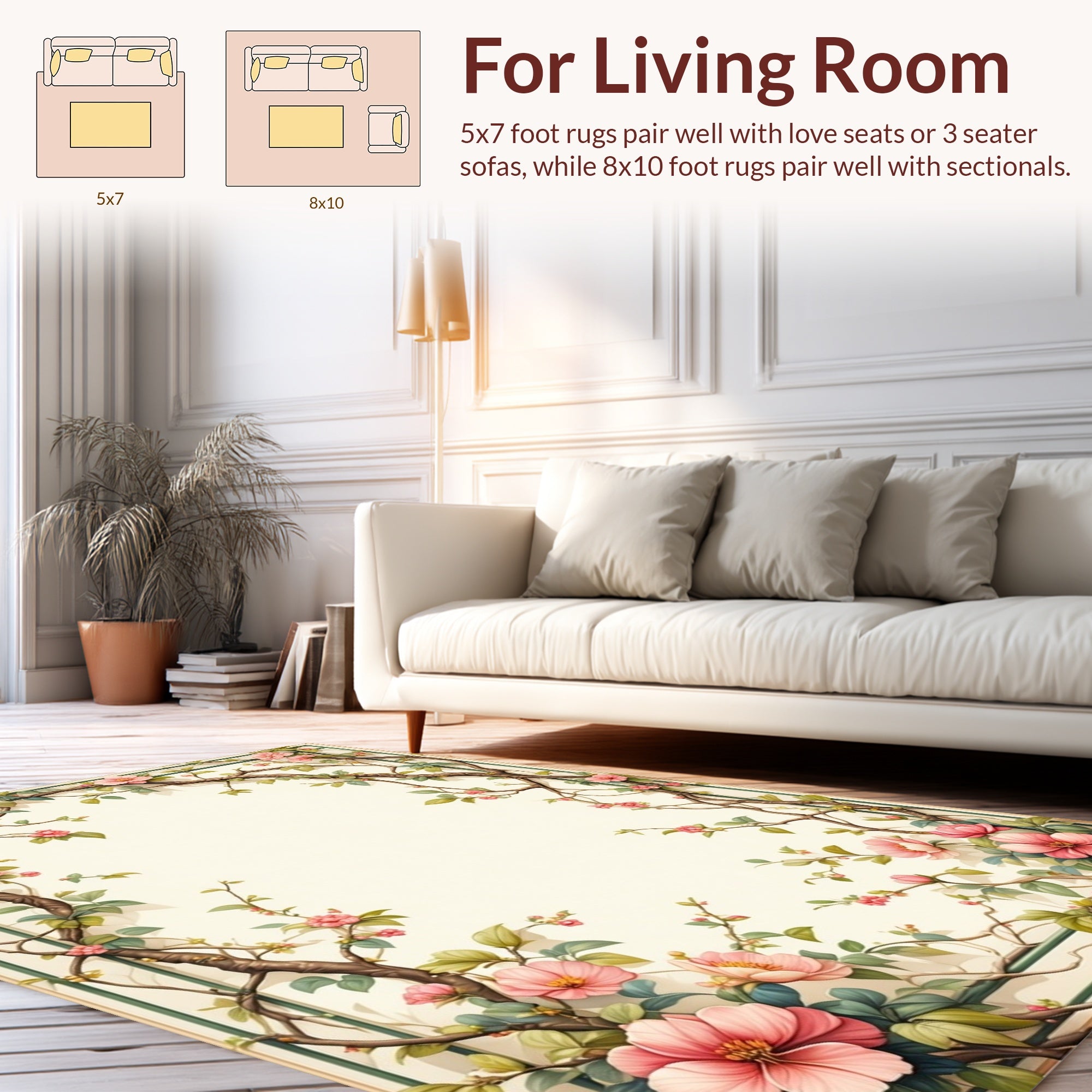 Floral Branch Botanical Garden Print Rug