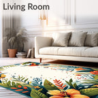 Tropical Birds Hibiscus Floral Design Rug