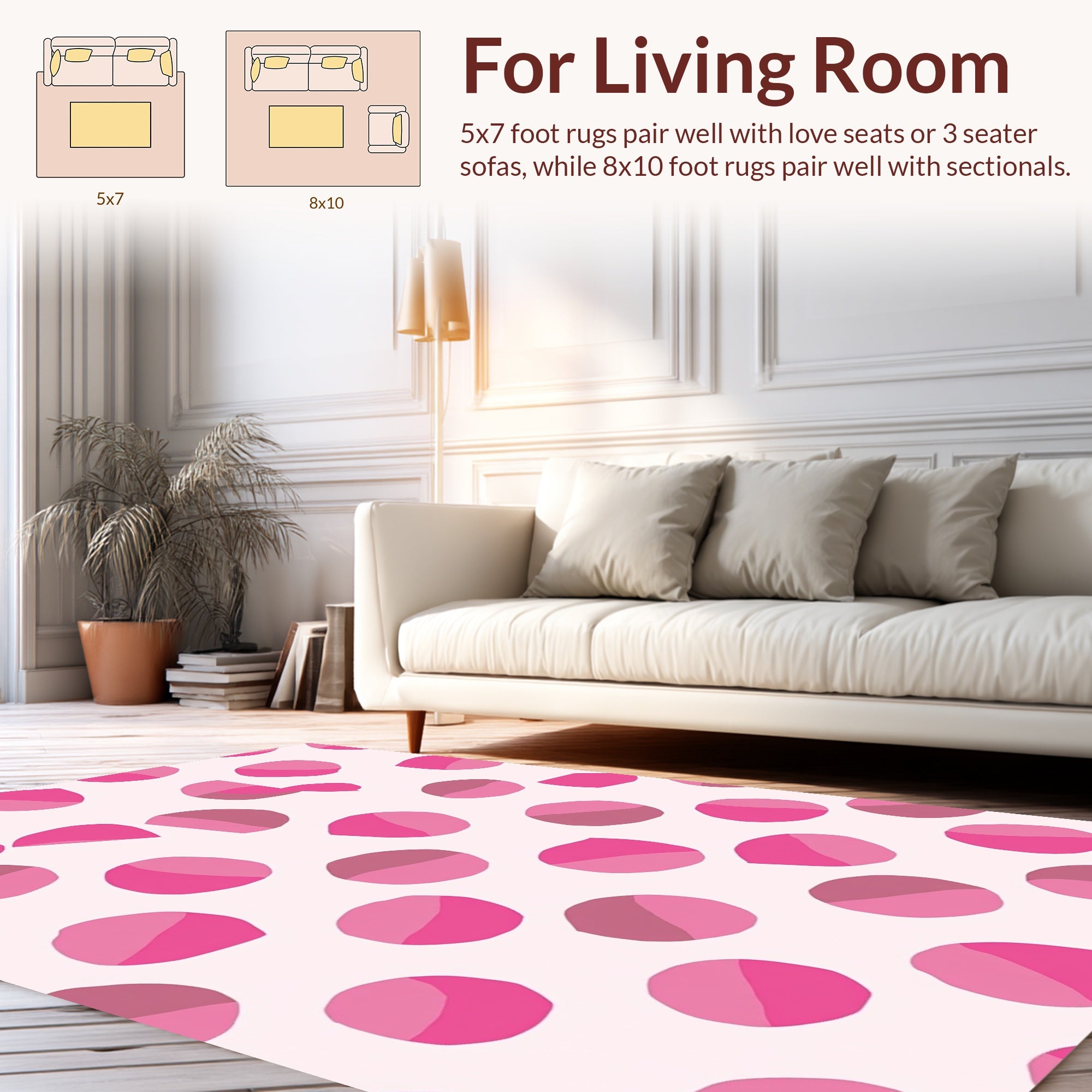 Pink Polka Dot Pattern Rug