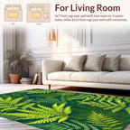 Lush Green Fern Frond Pattern Rug