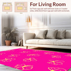 Bright Pink Butterfly Patterned Drawing Rug