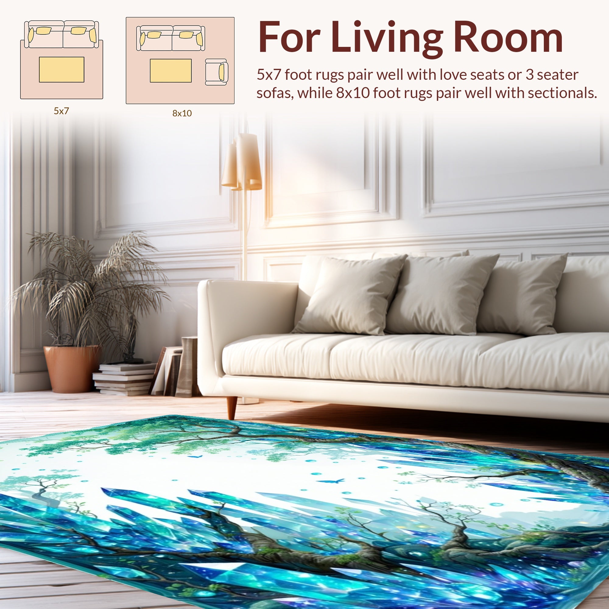 Emerald Crystal Forest Fantasy Rug