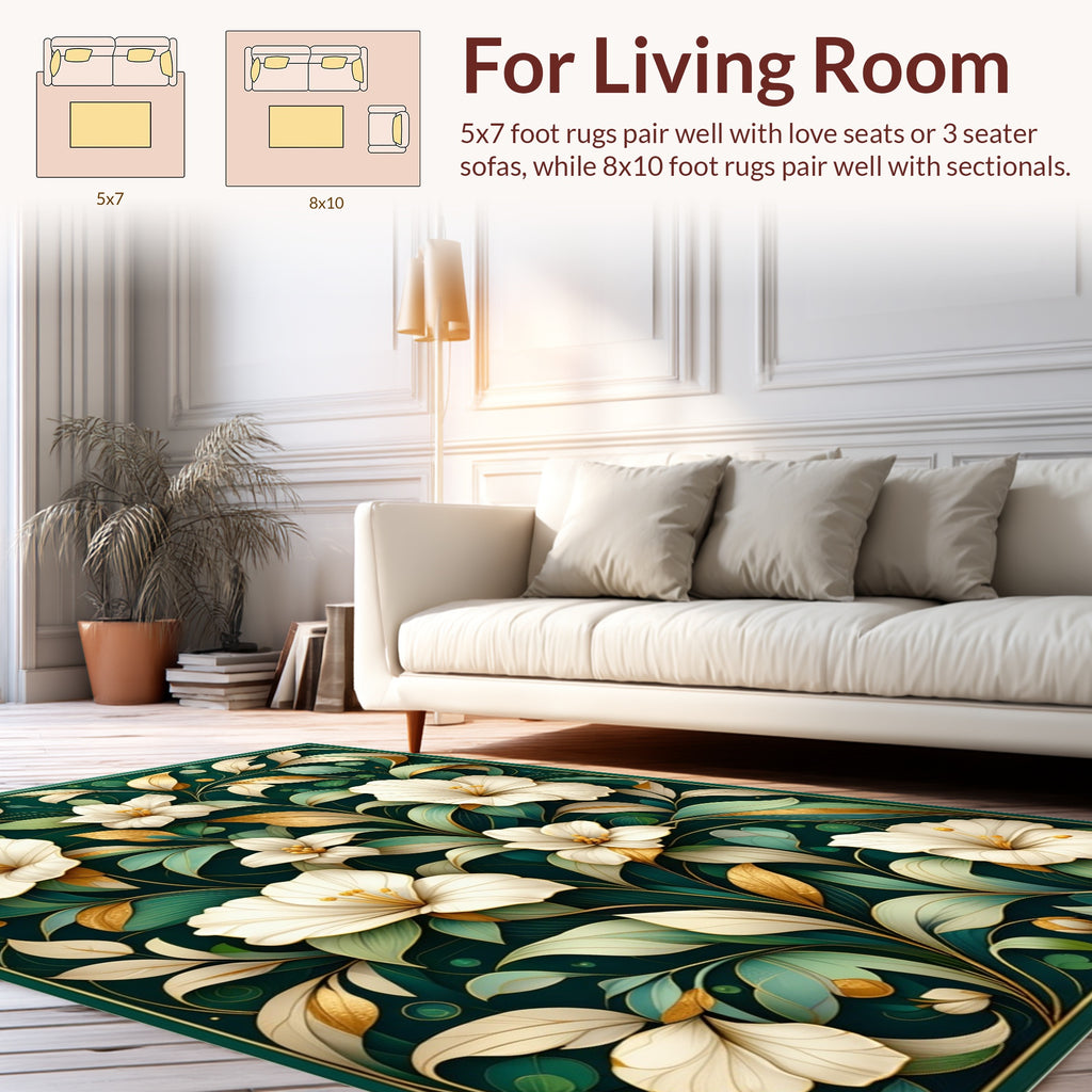Elegant Floral Vines With Gold Accents Rug