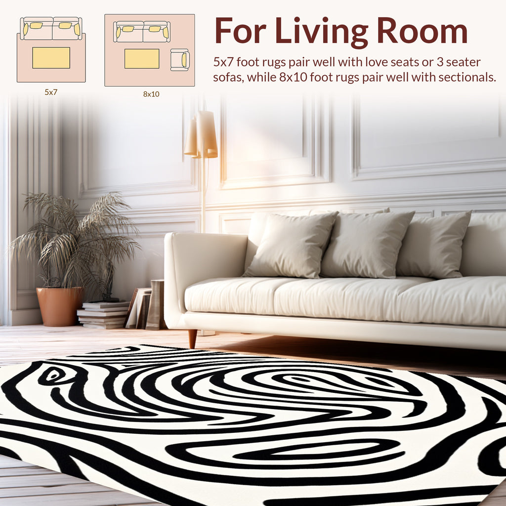 Bold Black and White Abstract Zebra Rug