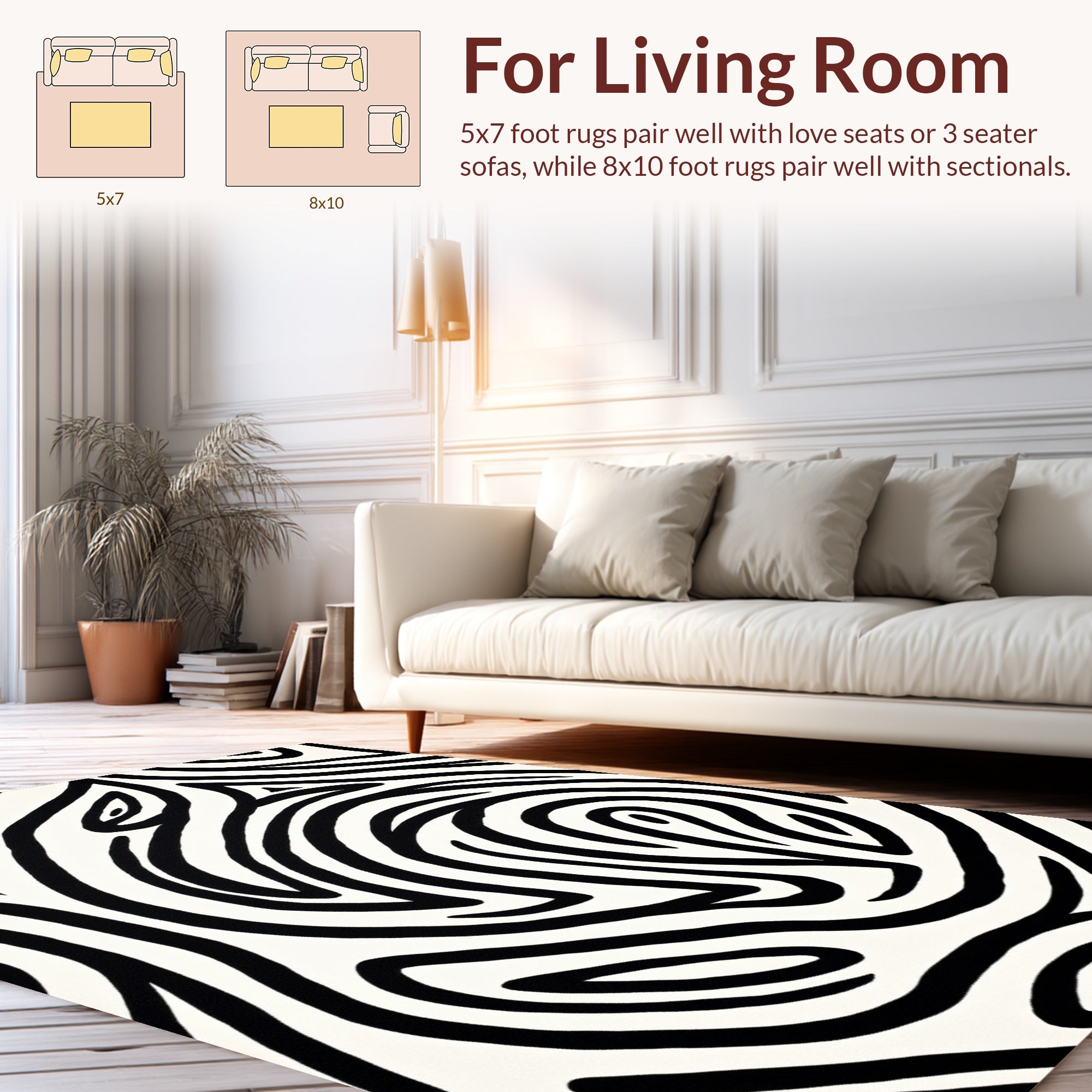 Bold Black and White Abstract Zebra Rug