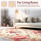 Vintage Pink Rose Garden Pattern Rug