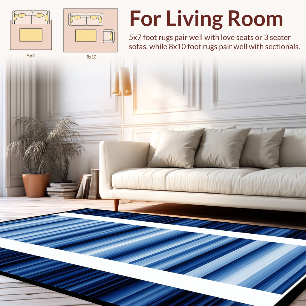 Cool Blue Gradient Stripe Design Rug