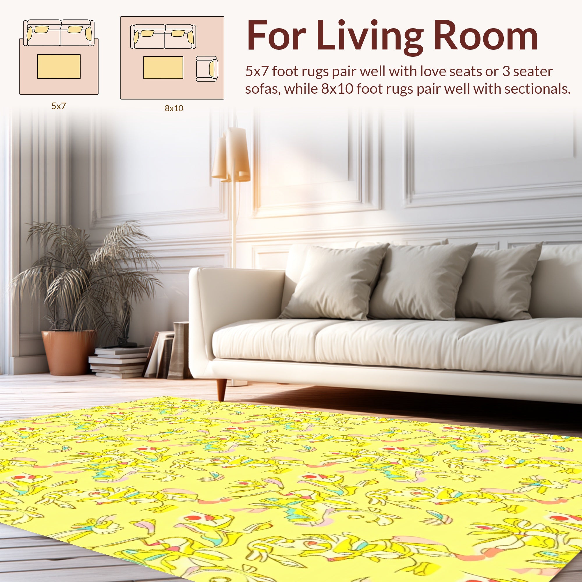Abstract Yellow Linear Pattern Rug