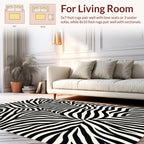 Bold Black White Stripe Pattern Rug
