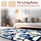 Blue Floral Branch Pattern Rug